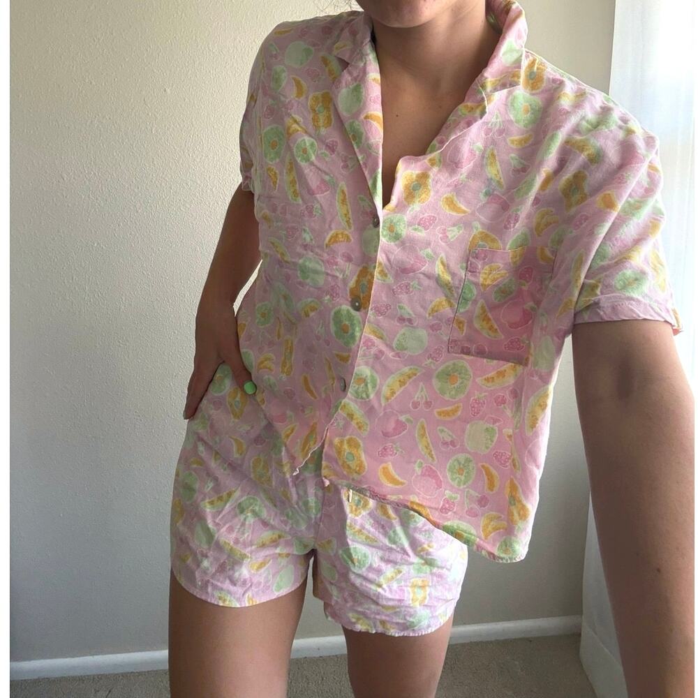 Cotton On Pink citrus Fruit Pajama Set loungewear sleepwear preppy coastal pjs